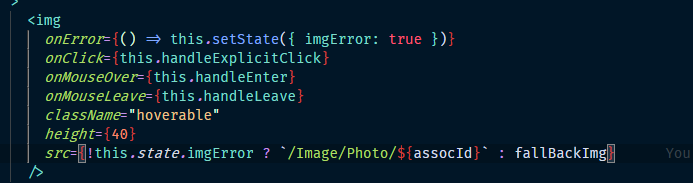 Messed around with loading a fallback src image with #reactjs  and got this to work yesterday. Is this a bad idea?