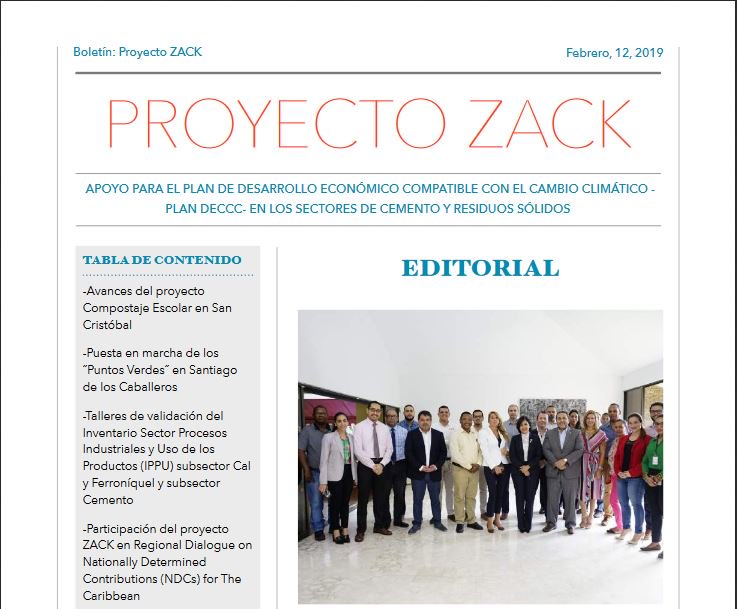 ProyectoZACK's tweet photo. ¡La edición de febrero 2019 del Boletín Zack ahora está disponible en la página web del Consejo Nacional de Cambio Climático, @CNCCMDLRD. Este boletín  abarca las actividades realizadas más importantes de septiembre a diciembre 2018. https://t.co/aI80yIcqdN https://t.co/cZKxMWLt6J