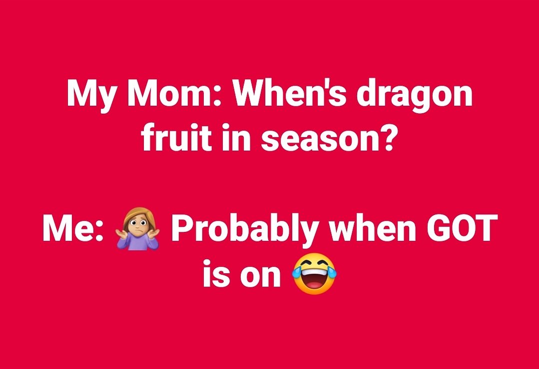 AgilitywAmanda's tweet photo. When's #dragonfruit season?

🤷🏼‍♀️ probably when #gameofthrones is on 😂

#GOT #gameofthronesfamily #dragon #dragons #lol #funny #ithappened #reallife #truestory #funnyconversations #funnyconvos https://t.co/Gnehydfm9W