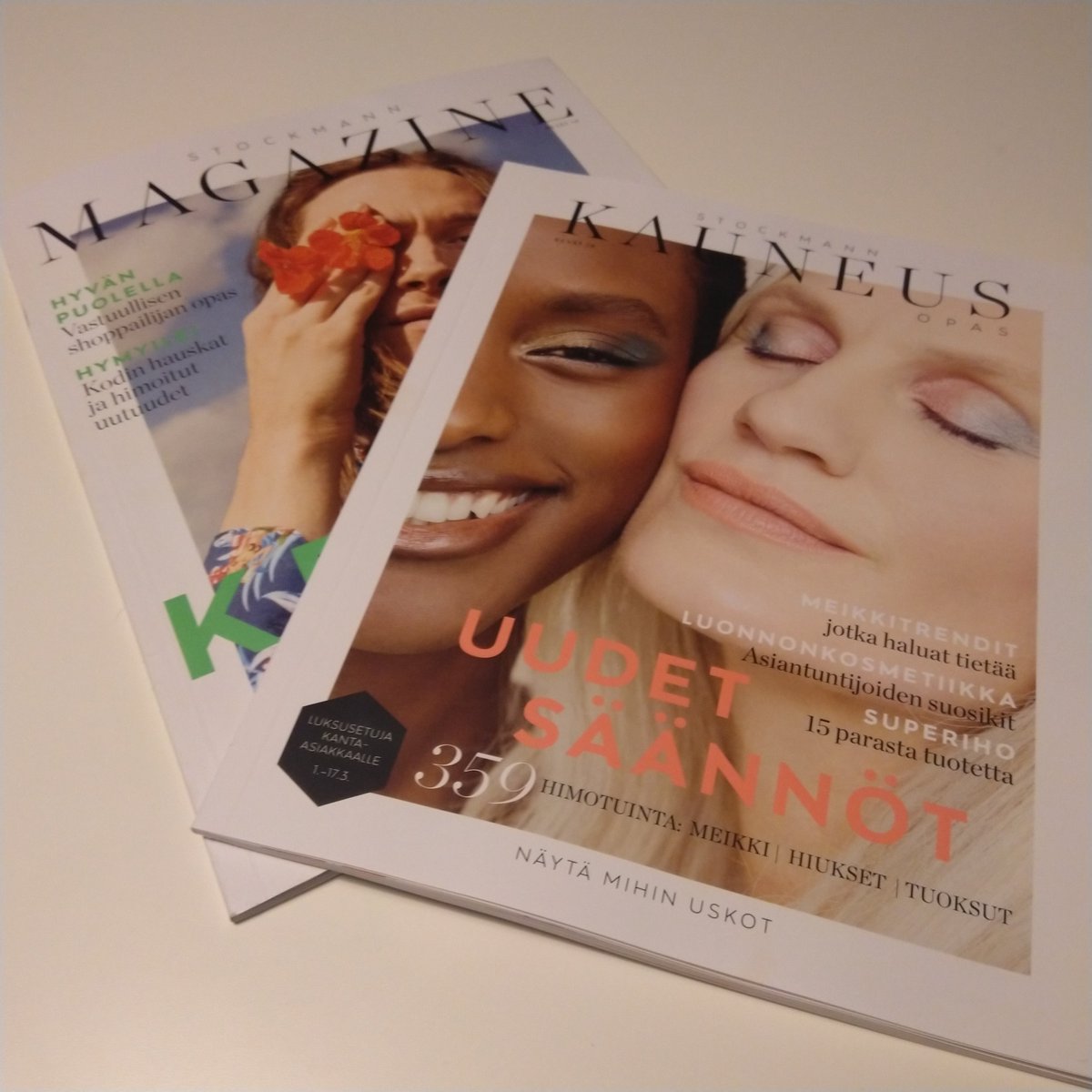 WestermarckTove's tweet photo. Kevään Stockmann Magazine sekä Kauneuden Oppaan ensimmäinen numero ovat nyt julkaistu.
Poimi omasi viikonloppulukemiseksi tavarataloista! #stockmann #stockmannstaff
#stockmannmagazine #kauneudenopas #näytämihinuskot #stockwomann https://t.co/jXT5TEb3vJ