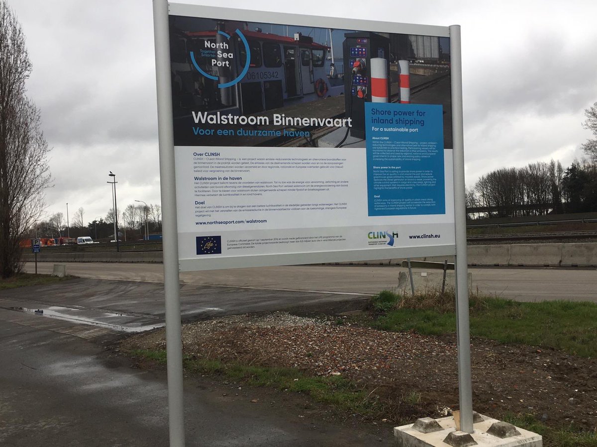 northseaport's tweet photo. North Sea Port takes further steps towards realising shore-side power for inland waterway shipping. Together with @clinsh_eulife #shoresidepower #northseaport #togethersmarter #gent #vlissingen #terneuzen https://t.co/zjvogJ325k