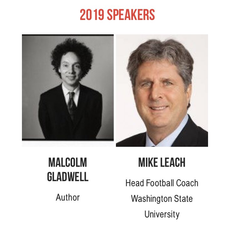 🚨 Here’s who @Coach_Leach is sharing the stage with at @SloanSportsConf:

- Jimmy Pitaro, President @ESPN
- Adam Silver, @NBA Commissioner
- @MeekMill, Rap Artist
- @Gladwell, Author

Teaching seminars✅
Speaking at @MITSloan✅

What’s your football coach up to?
#GoCougs #SSAC19