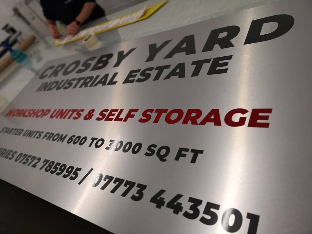 EliteSigns's tweet photo. #Love the finish on our #brushedstainlesssteel effect #signpanel for #CrosbyYard #industrialestate.
With #Metamark #vinyl & a removable yellow #aluminiumcomposite #sign #flash for when there are units available.
@metamarkuk @AmariSouthWales https://t.co/2Mwy9TdFSC