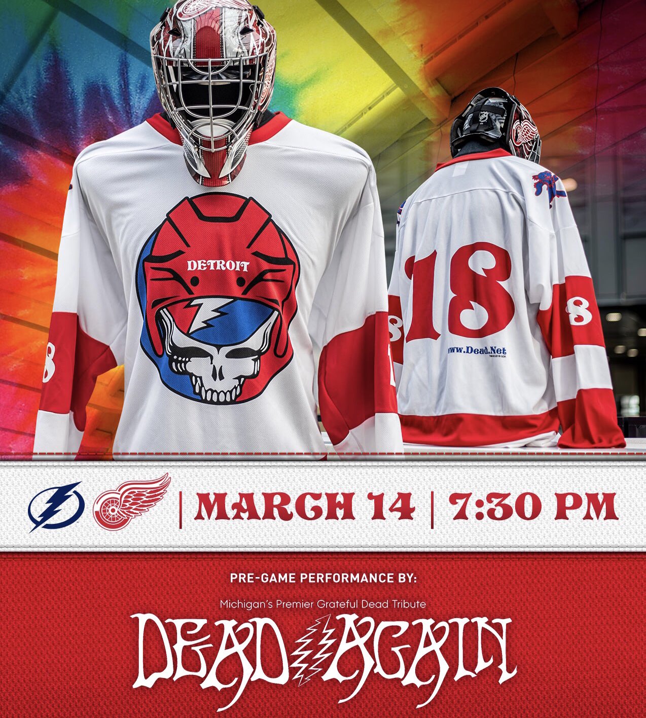 Last night was Grateful Dead night hosted by the Detroit Red Wings! Super  fun night, had a local cover and, and everyone that bought tickets for the  event got a jersey 