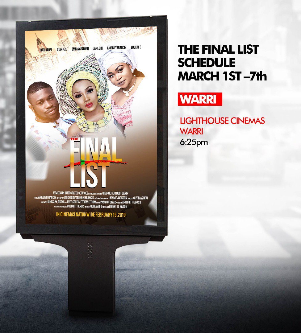 nkeoma08's tweet photo. Warri which level!!!
THE FINAL LIST is still showing in cinemas.

Catch up!

#TheFinalList
#BrideNotCommodity https://t.co/dwwLqV2A5j