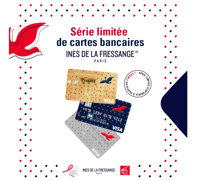 CE_LoireCentre's tweet photo. À l’occasion de la journée Internationale des Droits des Femmes, la @Caisse_Epargne et @lafressange s’associent au profit de la recherche contre le cancer du sein et proposent une série limitée de cartes bancaires. RDV le 8 mars ! #pub https://t.co/HR1445vFcd https://t.co/ZwdgSMKWvx