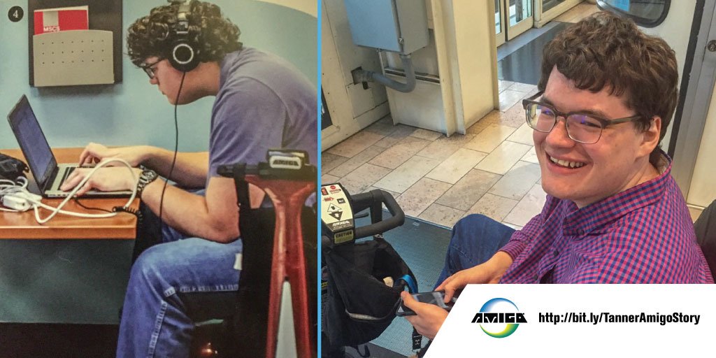 AmigoMobility's tweet photo. Tanner is an Amigo owner like no other. He's 6'5", just turned 24, and works as a software developer for Amazon. Discover his remarkable #AmigoStory at https://t.co/8trYE5r5CN https://t.co/KVVm84DdHn