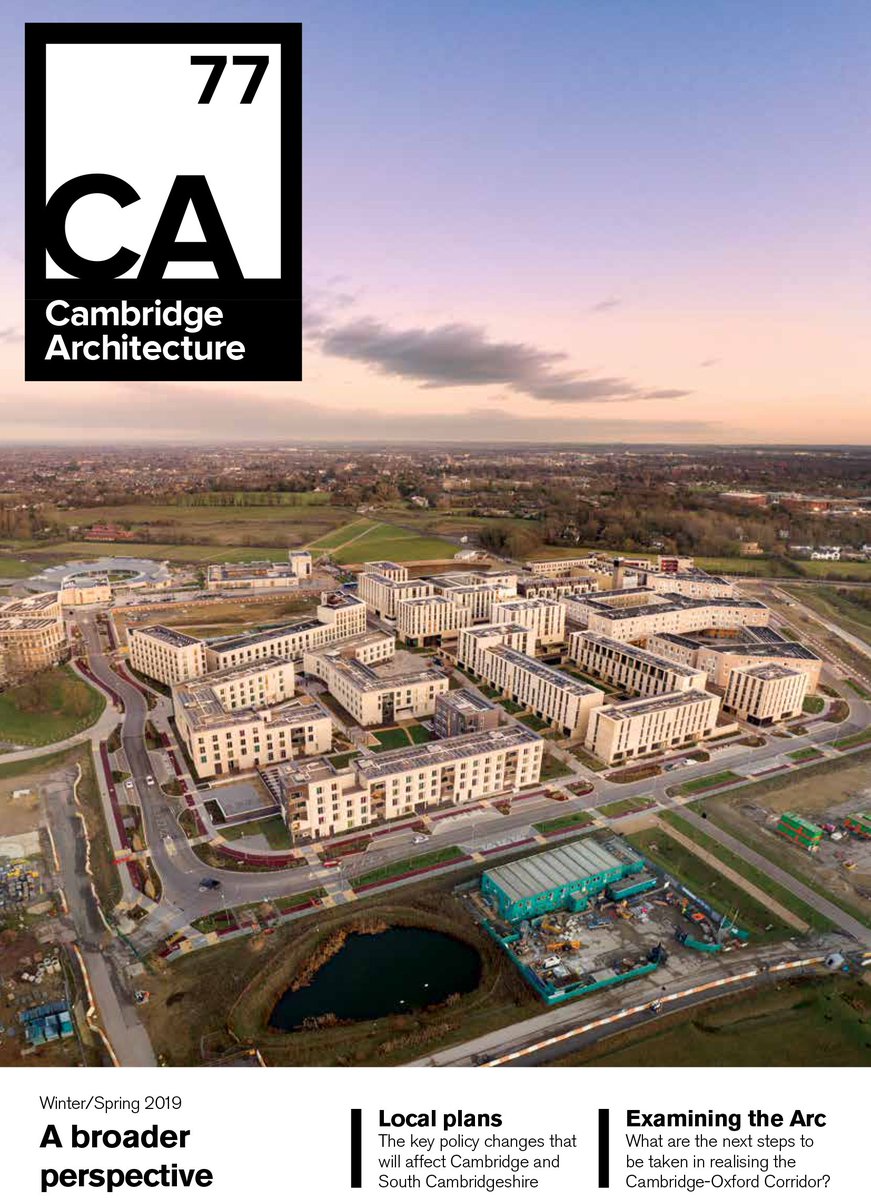 CamArchGazette's tweet photo. #CA77 is out now! With a brand new look and some fantastic articles on #architecture and #planning affecting the city and wider region, we're pleased to share the newly designed front cover of @RIBACambridge's journal, featuring drone photography of @Eddington_Camb by @photosraf https://t.co/ZIz6x7ap1Z
