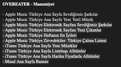 albümümü bu listelerde bulabilirsiniz!