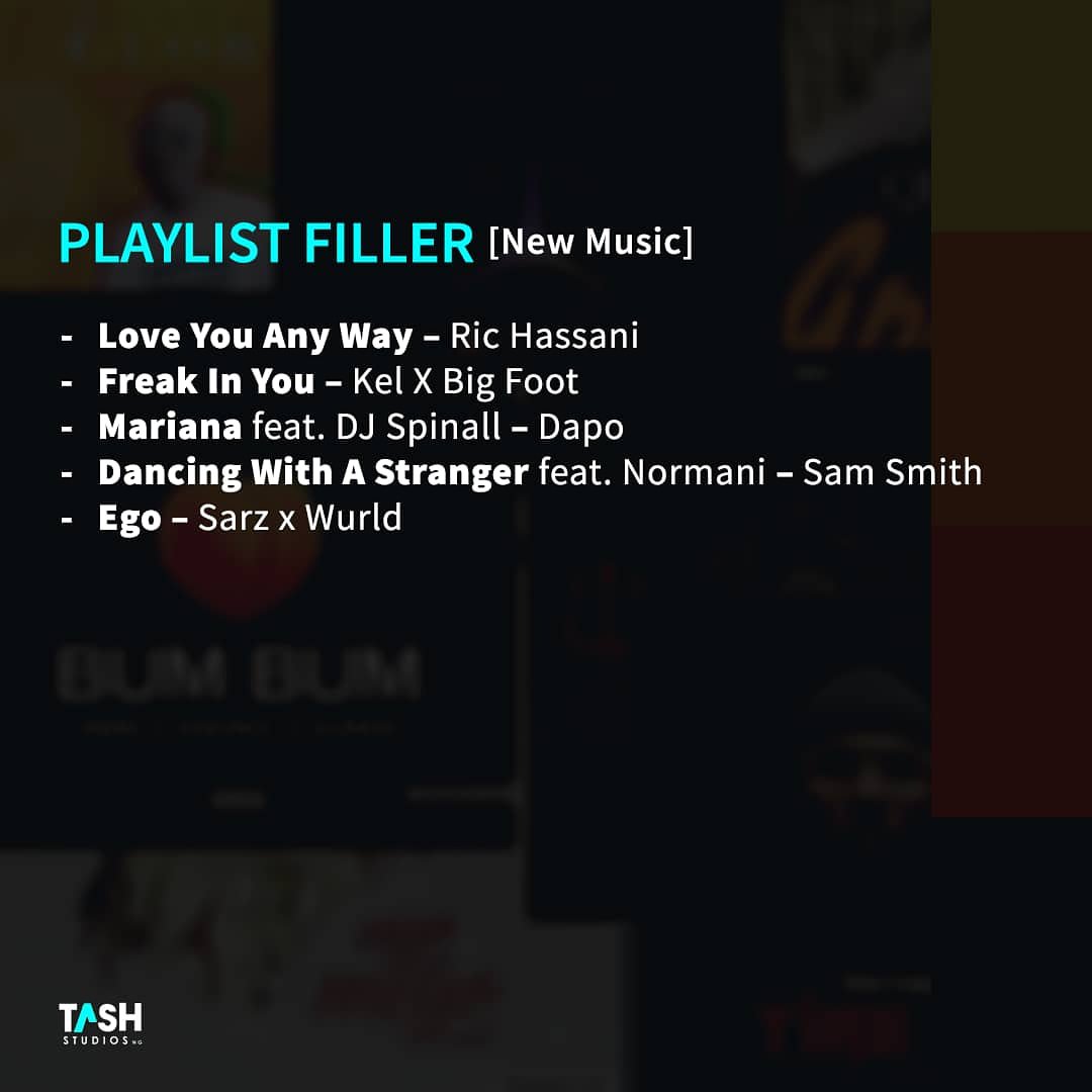 tashstudiosng's tweet photo. #TASHPlaylistFiller X #NewMusicFriday
Here are (Relatively) new songs that can fill the void in your playlist.
Thank us later.
#NewMusic #TASHPlaylist #Playlist #TASHStudios #TASHStudiosNG https://t.co/Nju21WbFHa