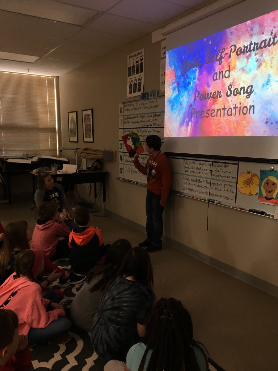 MConfer2's tweet photo. Great Art/Music presentations Self-Portraits and power songs ⁦@dani_be_autiful⁩ ⁦@scmustangs⁩ https://t.co/6vSsqtMDEH