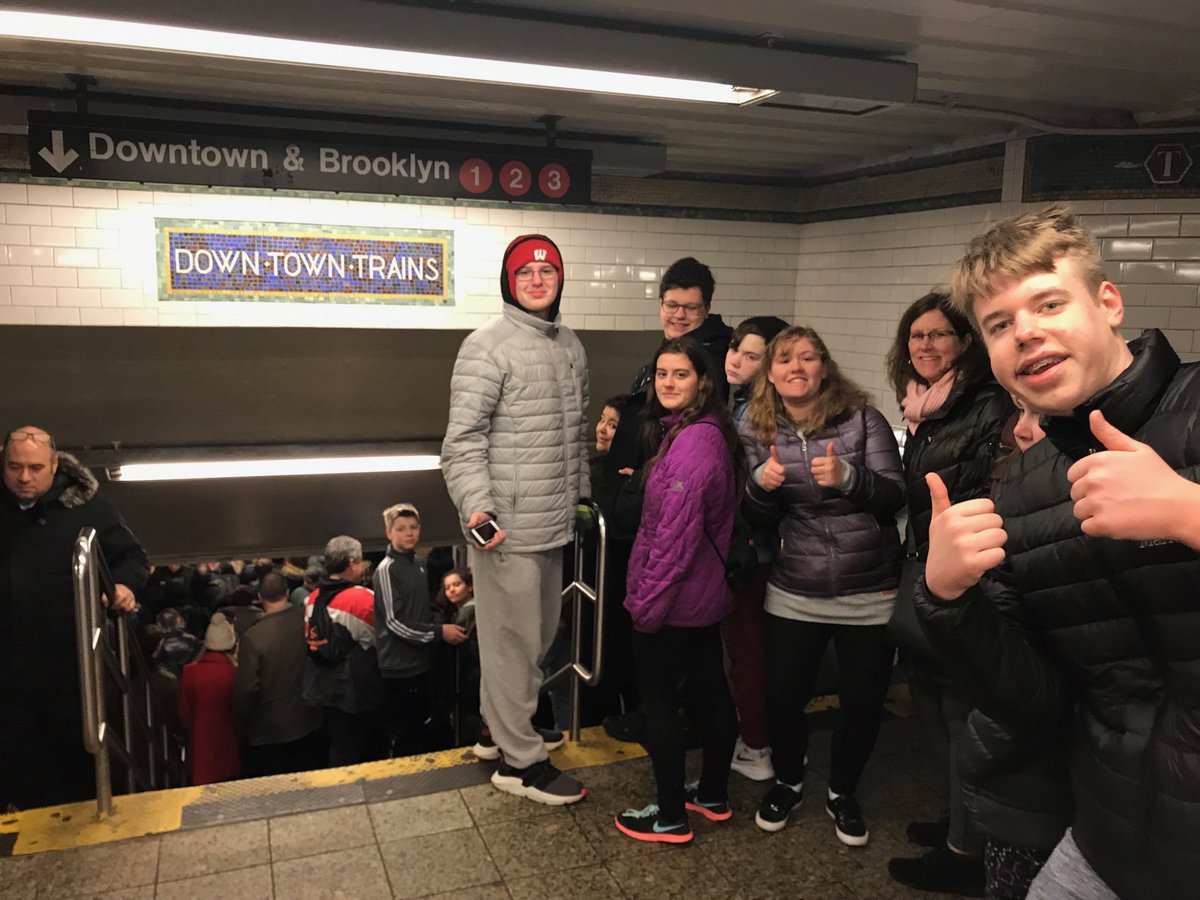 VAHSmusic's tweet photo. Riding the subway down to Battery Park. #vahsmusicnyc2019 https://t.co/AINQHn4jVA
