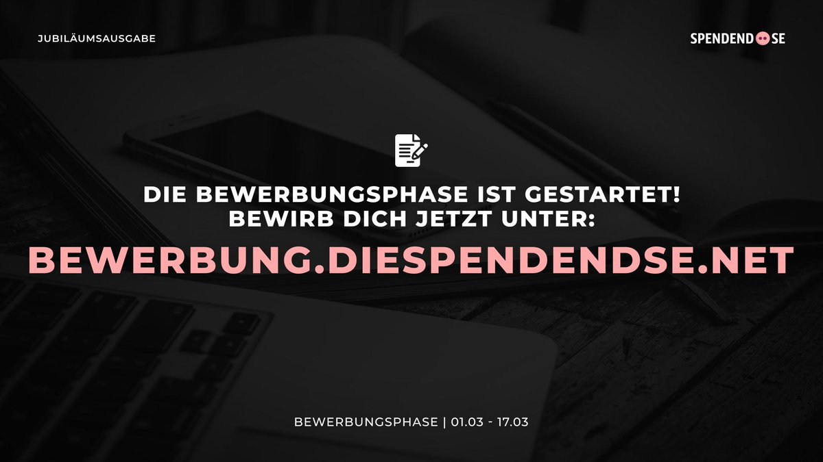 DieSpendendose's tweet photo. Die Bewerbungsphase ist gestartet! 🎉

Bis zum 17.03 könnt ihr euch nun als 
- Streamer 🎥
- Moderator 👮‍♂️
- oder Turnier-Caster 🎙️
bewerben!

Zur Bewerbungsseite kommt ihr unter:
https://t.co/rmyTIE8na7

Wir wünschen euch viel Erfolg und Spaß beim Bewerben. ❤️ https://t.co/G2rqTyVTi7