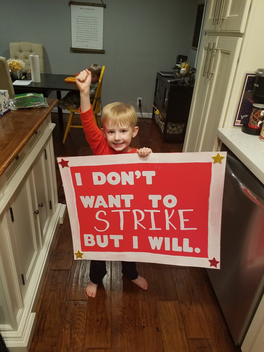 My 4yo: Mommy, are you taking that sign to school?
Me: Yes. 
My 4yo: Ughhhh, you take EVERYTHING to school. 
Me: I know. 
#fundourschools 
@SRVEA 
#idontwanttostrikebutiwill 
#SRVEAstrong4kids