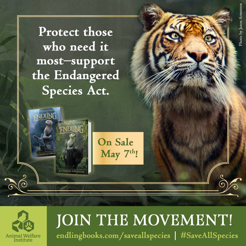 Inspired by @kaaauthor’s Endling series, we’re partnering with @harperchildrens to raise awareness about protecting endangered species and defending the #EndangeredSpeciesAct. Learn more at bit.ly/2Rzi3AP #SaveAllSpecies #EndlingBooks