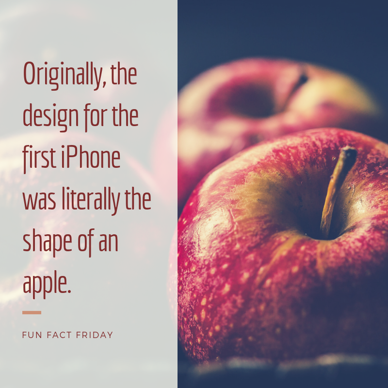 BCCChicago's tweet photo. Originally designed as a flip phone, the first patent for the iPhone in 1985 includes an apple shape and a push keypad. Luckily, this unusual device never made it past this stage because of its impracticality. #FunFactFriday #Apple #iPhone https://t.co/sY4c4kGZwx