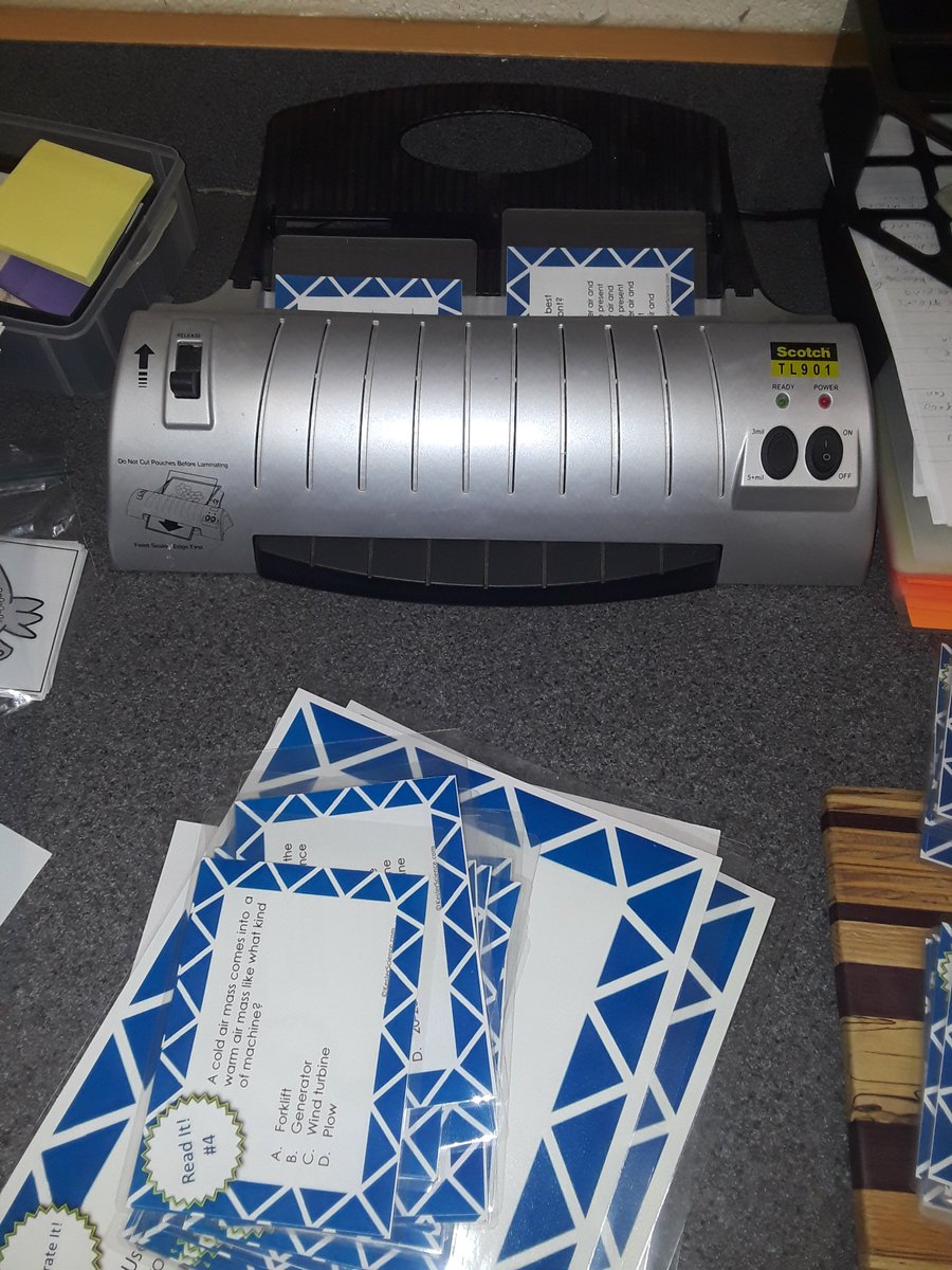 SMMSEarthSci6's tweet photo. Ahhhh the teacher's best friend.  Laminating Station Cards for Fronts and Air Masses Stations next week.  #EarthsWeather Unit is in full swing. @LCPSScience @Smarts_Mill #LaminateAllTheThings @MrsHiltnerReads #PersonalizedLearning #SOARPL @iamkesler https://t.co/hNMDcusy8B