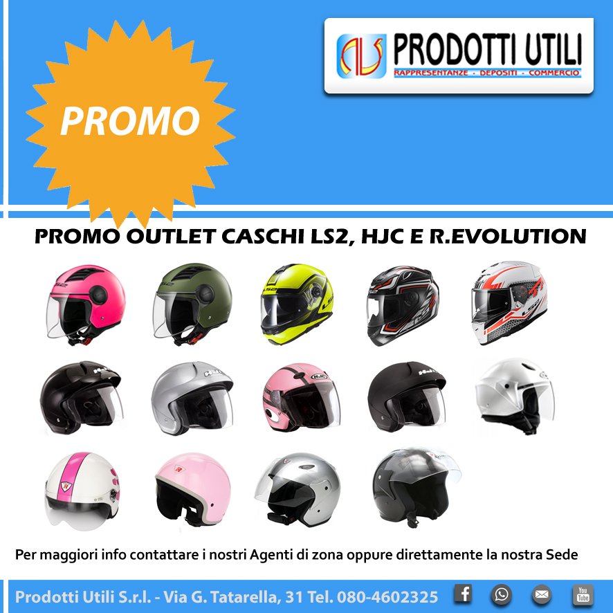 ProdottiUtili's tweet photo. Promo Outlet Caschi LS2, HJC e R.Evolution 🇵 🇷 🅾 Ⓜ 🅾 - https://t.co/fEs8L3ySKy  #outlet #promozione #caschi #caschimoto #cascointegrale #cascojet #cascomodulare #ls2helmets #hjchelmets #bottari #revolution https://t.co/jKqK2lVQ3x