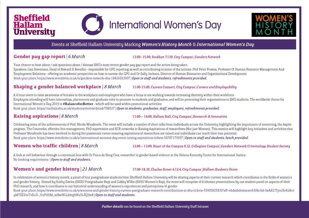 SHU Equality, Diversity & Inclusion (@sheffhallam_edi) on Twitter photo Check out events happening across Sheffield Hallam University and Student Union during March 2019 to mark IWD and Women's History Month @Sheffield <a href="/sheffhallamuni/">Sheffield Hallam University</a> <a href="/HallamStaff/">HallamStaff</a> <a href="/HallamWomensRep/">Hallam Women's Rep</a> <a href="/HallamReps/">Hallam Student Reps</a> Check out events happening across Sheffield Hallam University and Student Union during March 2019 to mark IWD and Women's History Month @Sheffield <a href="/sheffhallamuni/">Sheffield Hallam University</a> <a href="/HallamStaff/">HallamStaff</a> <a href="/HallamWomensRep/">Hallam Women's Rep</a> <a href="/HallamReps/">Hallam Student Reps</a>