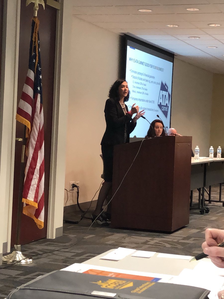 KelliArsovski's tweet photo. It was a full house at the #CCBFA Everything you wanted to know about Carnets but were  afraid to ask  presentation.    Roanoke's Amanda Barlow did an amazing job presenting on About ATA Carnets and ATA Carnet Best Practices. https://t.co/97GJUXSJ1j