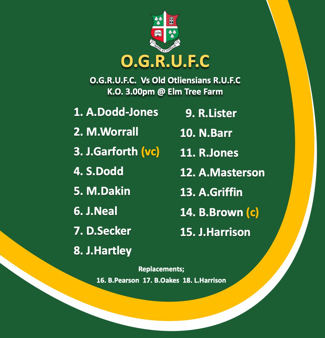 ogsevens's tweet photo. Tomorrow's team to face @Otliensians at home. Back to 15:00 k.o now and a must win for the lads so get down to support. #COYBIG #OGOG https://t.co/HsAW7HyeYb