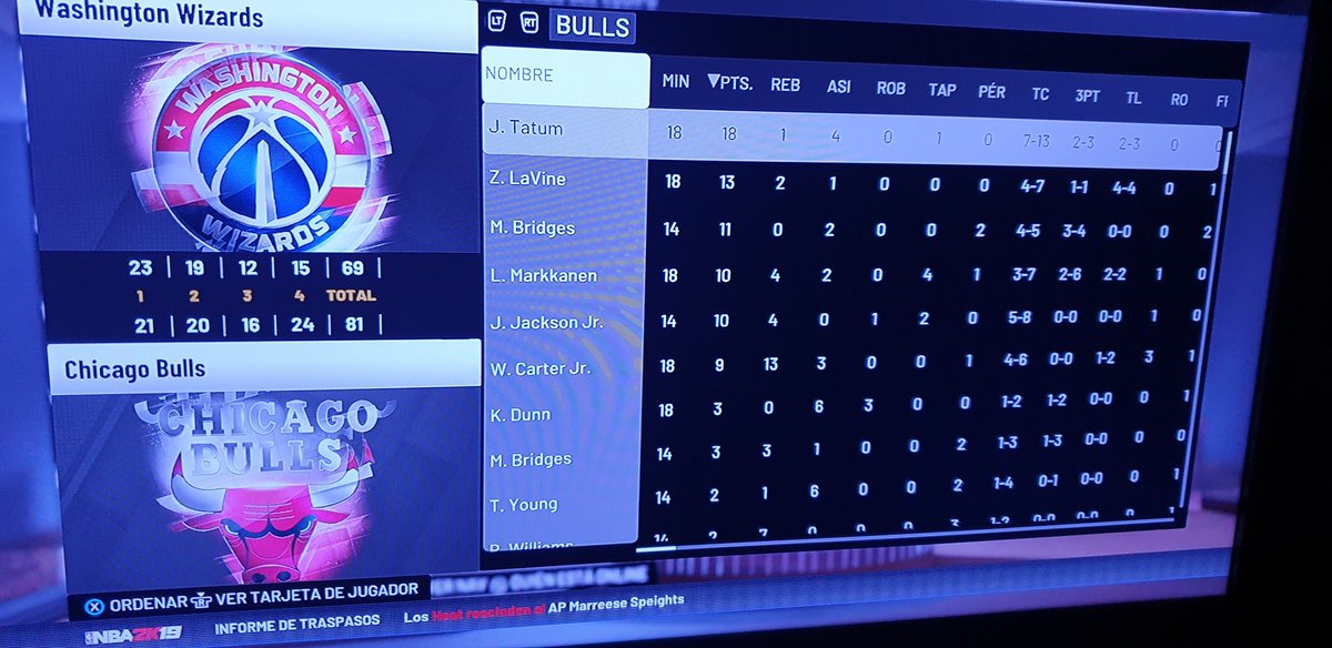 gm_chicago's tweet photo. Buena victoria de chicago que sigue evolucionando a sus jovenes. 5 jugadores con dobles digitos y carter jr fregando el doble-doble. WAS 69 - 81 CHI.
@LigaPhoenix2k
#nba2k19xboxone
#nbaesp
Comunidadphoenixnba@gmail.com
https://t.co/ZNggoP4fMz https://t.co/ob155VBTeb