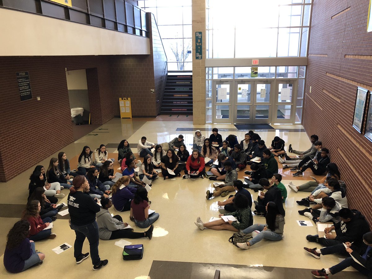 prandolphVB's tweet image. 8th grade ELA participating in a Socratic Seminar, discussing war crimes. @EMSISD @DanTheMathMan