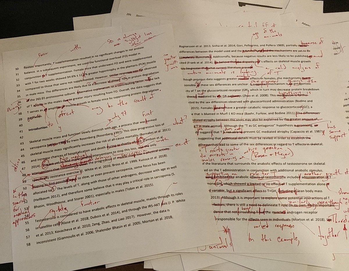 MuscleScience's tweet image. For PhD students, don&apos;t worry if the first draft of your first paper comes back to you like this. It is normal. This is a process. No one starts perfect.