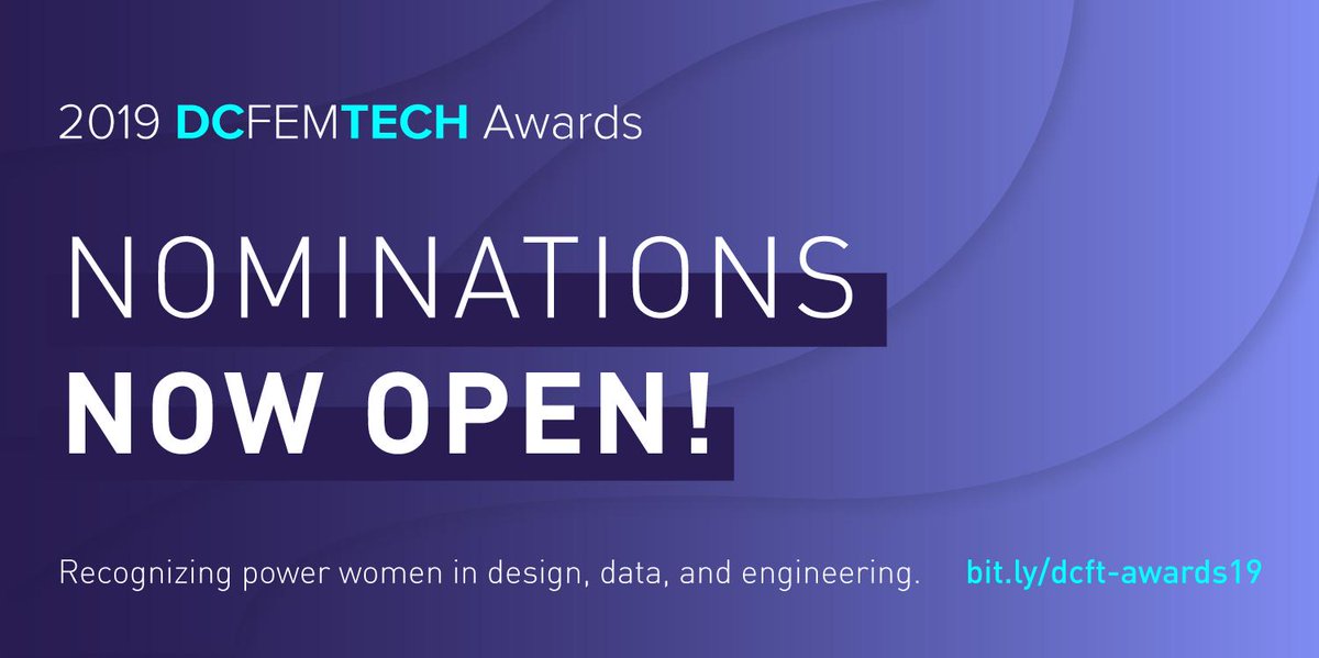 🎉 It's that time of year! Nominations for the 2019 DCFemTech Awards are now open! Know an amazing woman who codes, designs, or works with data? Are you one? #dcft19 #dctech

Nominate yourself or others ➡️ dcfemtech.typeform.com/to/aodjHg