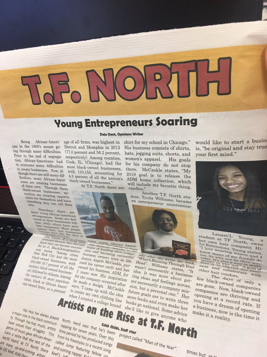 lifeofmarii1's tweet photo. Today , I read about the young entrepreneurs soaring at North and I liked how each entrepreneur’s story was different and all had the same message ; of going after something whether it be a business or idea !💜💛 @Thorntoniannews #TFNBusTech #TFNPride https://t.co/qNYVjLZLia
