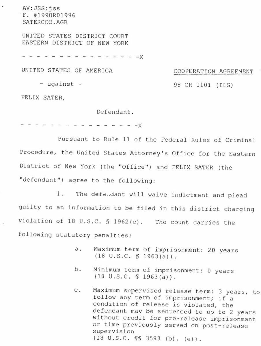 Here’s SATER’s 20+ year indictment, waived by Weissmann (Lynch later signed off as well when she was US Attorney for EDNY)H/T Martin Longman (a lefty)
