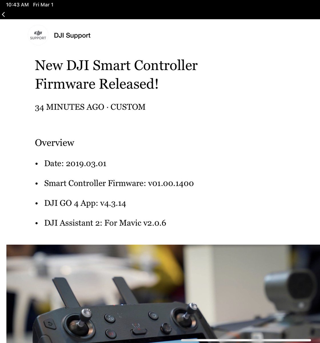 DailyDroning's tweet image. New firmware update for the @DJIGlobal Smart Controller. Unfortunately, doesn’t appear to be support for any additional aircraft such as M2E/M2ED or P4Pv2. #dji #smartcontroller #djismartcontroller