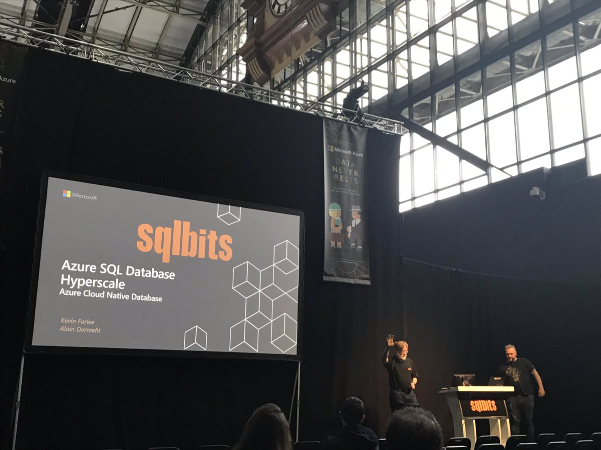 NikoNeugebauer's tweet image. Kevin Farlee and Alain Dormehl are presenting on the #Azure #sqlDb #hyperscale at #sqlbits