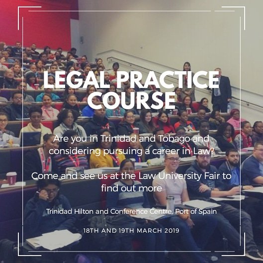 StaffsUniJSS's tweet photo. -18th and 19th March -
We are in #TrinidadandTobago for the #Law University Fair at the Trinidad Hilton and Conference Centre
~
Come along if you would like to find out more about studying the #legalpracticecourse , our #blendedlearning pathways and studying the #LPC as an #LLM https://t.co/lP8ySx0ID7