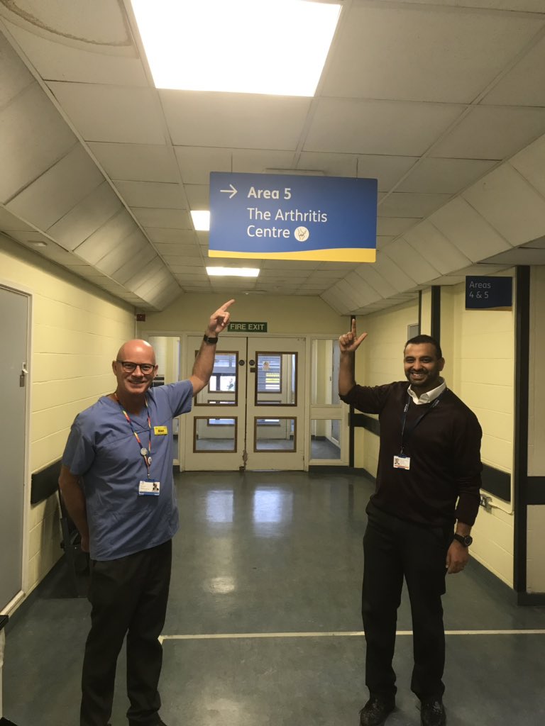 <a href="/drhasantahir/">Hasan Tahir</a> proudly showing off the new signage for the arthritis centre @WhippsCrossHosp <a href="/NHSBartsHealth/">Barts Health</a> 👍<a href="/DrHeatherNoble/">Heather Noble (she/her)</a> @trissnrnurse