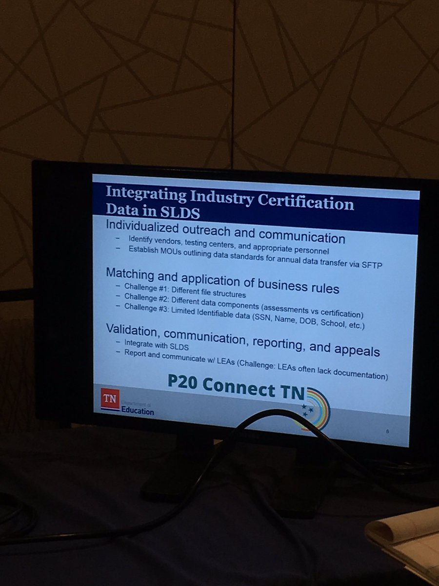 Proud of my colleague <a href="/jonattridge/">Jonathon Attridge</a> for representing <a href="/TNedu/">TN Dept of Education</a> at the 2019 SLDS Best Practices Conference and sharing our work to increase seamless college enrollment and industry credential attainment.