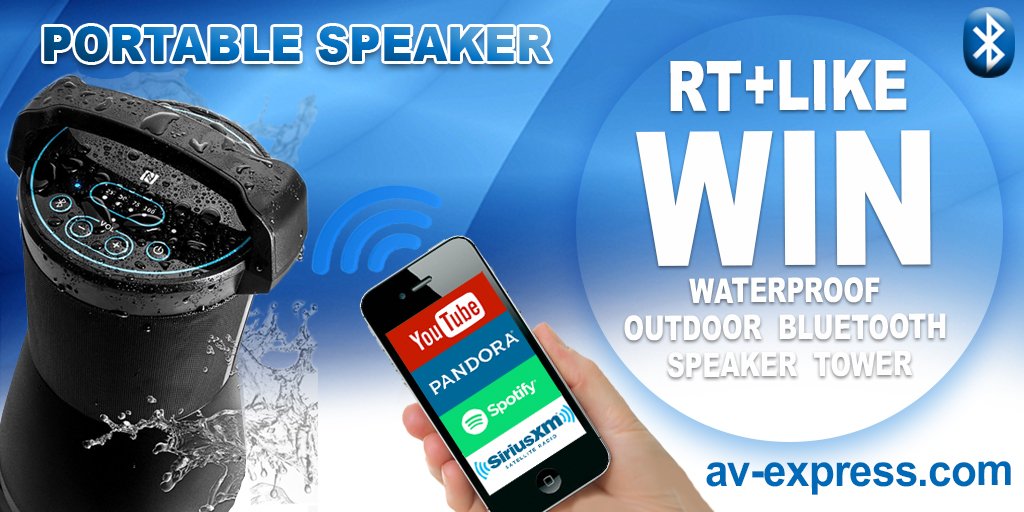 #Retweet/#Like to #WIN #AVXproducts Waterproof Outdoor Bluetooth Speaker Tower <a href="/avexpress/">AV-Express</a> #AVXcontest #winfreestuff #FreebieFriday av-express.com/win-avx-audio-…