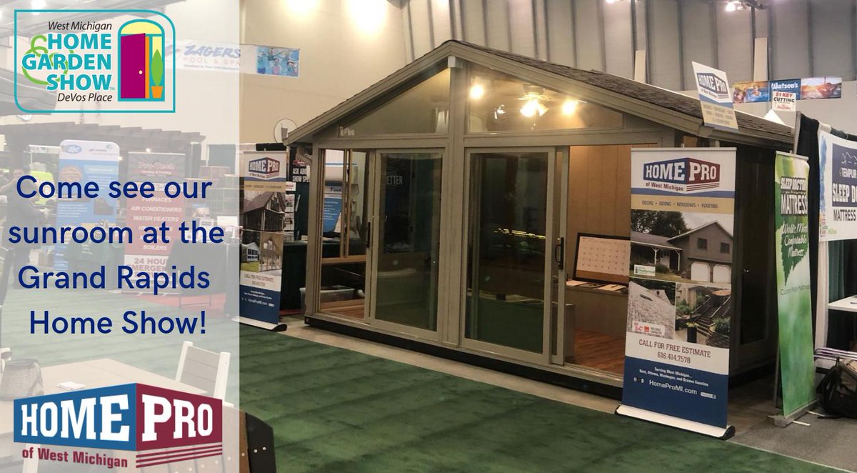 HomeProMI's tweet image. We will be at the Home Show all weekend with our beautiful sunroom! Come stop by to take a look!