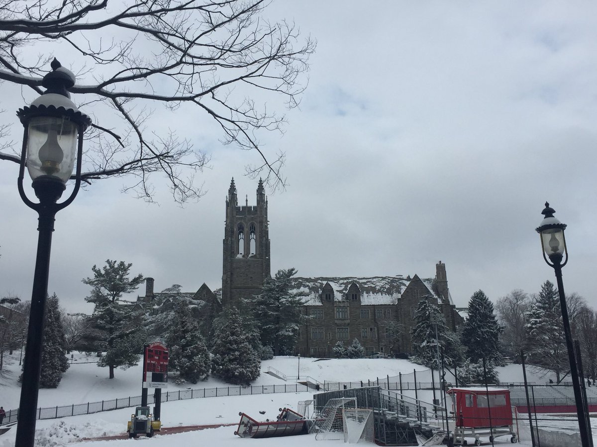 SJU_Taylor's tweet photo. Year 2 with snow for our Scholars Weekend. At least the campus looks beautiful! @saintjosephs @SJUAdmissions #visitSJU #hawk2023 #thwnd https://t.co/fNXdi7zxC8