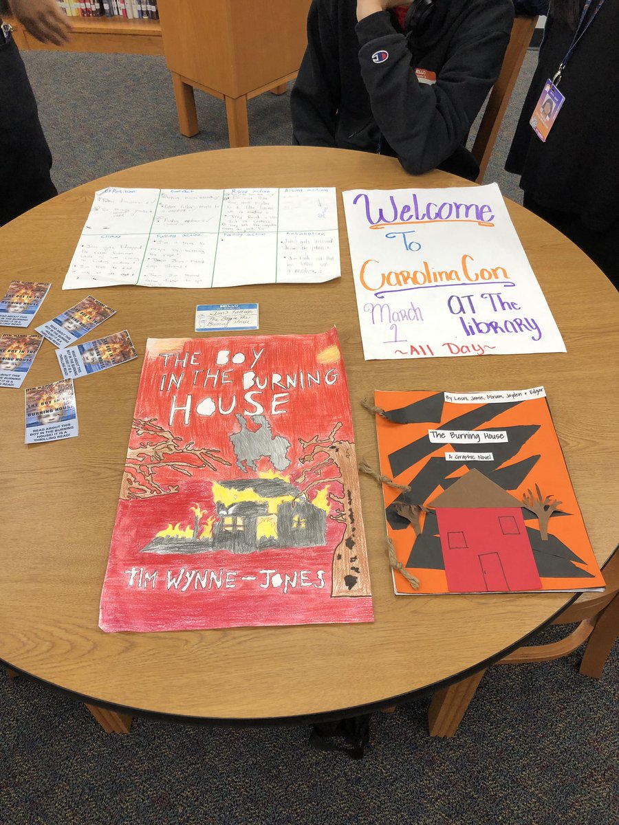 Carolina-Con at the school today! Coach Mac &amp; Mrs Sitzler’s English 1 students turned novels they read into comic books!! Support young adult literature. #WhateverItTakes