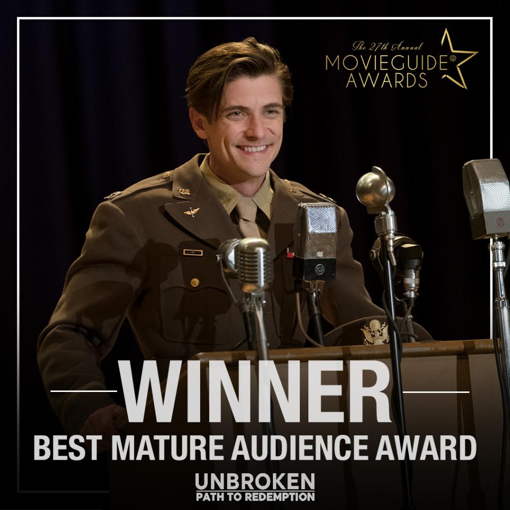 Congratulations to the filmmakers, cast and crew of Unbroken: Path to Redemption for their "Best Mature Audience Award" at the 2019 <a href="/movieguide/">Movieguide®</a> Awards! #UnbrokenFilm
