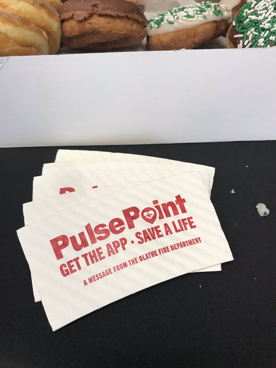 funbankgirl's tweet photo. Although you weren’t here @pulsepoint for our #FirstRespondersFriday you were takes about and will be invited next time. Thanks for the #swag that was delivered by our @OlatheFire https://t.co/eEPkzdNPTU
