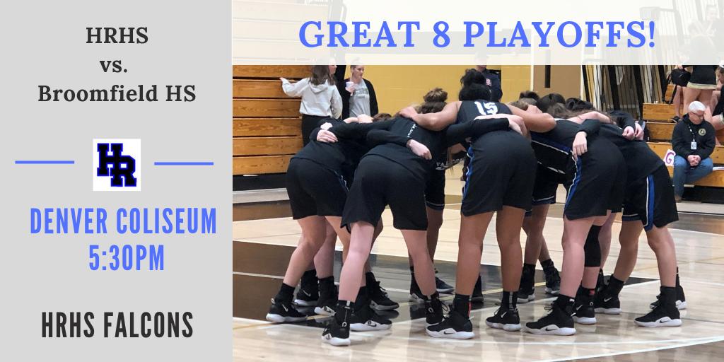 HRHS_Wbb's tweet photo. 💥PLAYOFFS - GREAT 8 GAME💥 - SUPPORT YOUR FALCONS 📣
🗓️ TODAY March 3rd
⏰ 5:30PM
📍 Denver Coliseum
🆚 Broomfied HS
⛹️♀️🏀🔥⛹🏽♀️ #WorkingHardWorkingTogether #UnitedAs1 https://t.co/CKijymvzrO