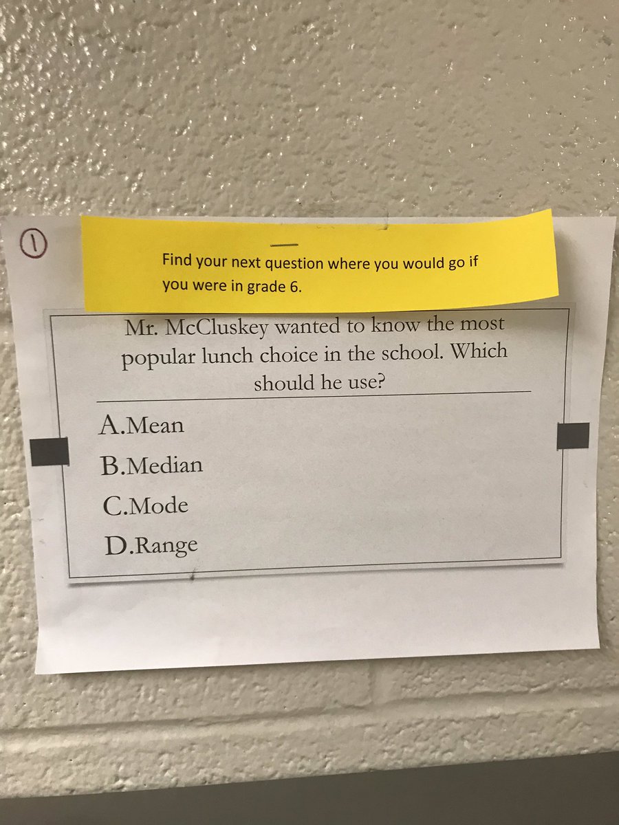 MMcEachenTVDSB's tweet image. My students had to search for their questions about mean, median and mode this morning. They complained about all the stairs! #movement #mathhunt @RickHansentvdsb