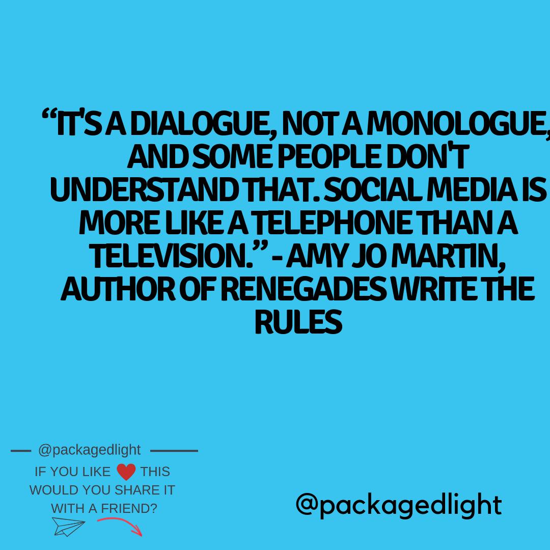 PackagedLight's tweet photo. "Social media is more like a telephone than a television." So many people forget this. Helpful reminder to keep the conversation going.

#entrepreneur #marketing #texascountry #business #smallbusiness #onlinebusiness #creative #socialmediamarketing #socialmedia #texascountrymusic https://t.co/dzTC8bKej4