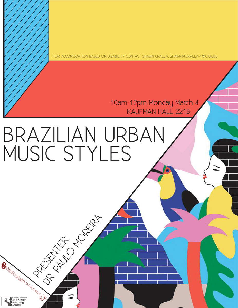 OU_MLLL's tweet image. Arts and Sciences week starts Monday! Please join us for the following events on Monday:
Brazilian Urban Music Styles - 10 am in Kaufman 221B
The Amazonian Tepuis - 3 pm in Kaufman 221B