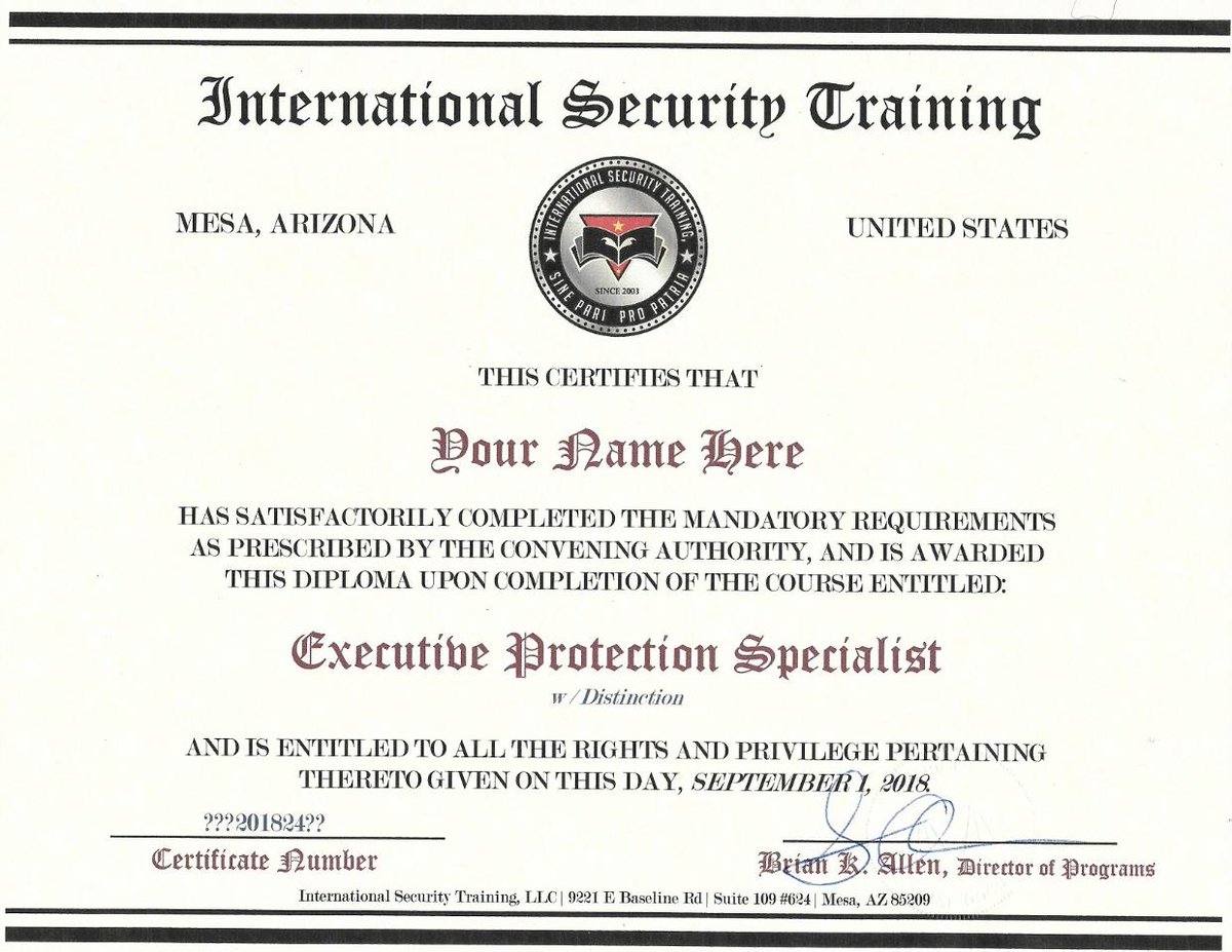 close protection certificate