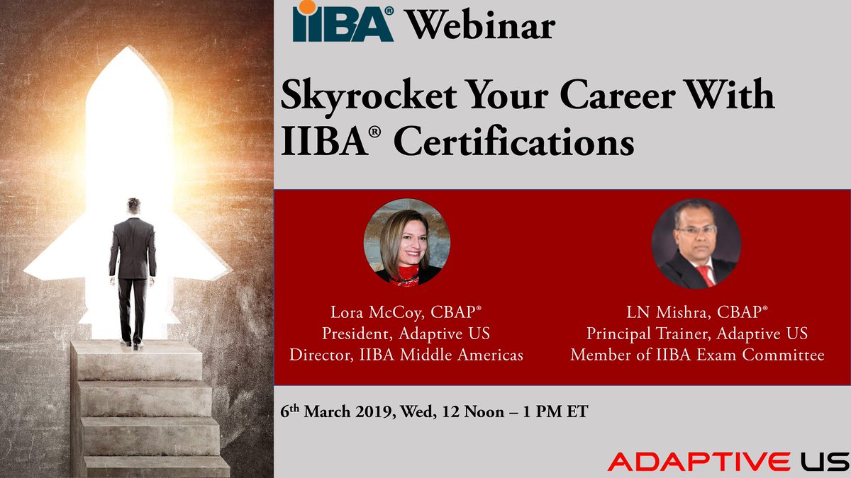 IIBA's tweet photo. Learn tips, tricks &amp; aspects to focus on when preparing for an IIBA certification when you join Lora MCCoy &amp; LN Mishra in this webinar: https://t.co/WSKqhPRYt4 

#WebinarsByIIBA #CBAP #CCBA #ECBA #AAC #BusinessAnalysis #BusinessAnalyst #CertificationsByIIBA #baot https://t.co/dCnvF2MzEg