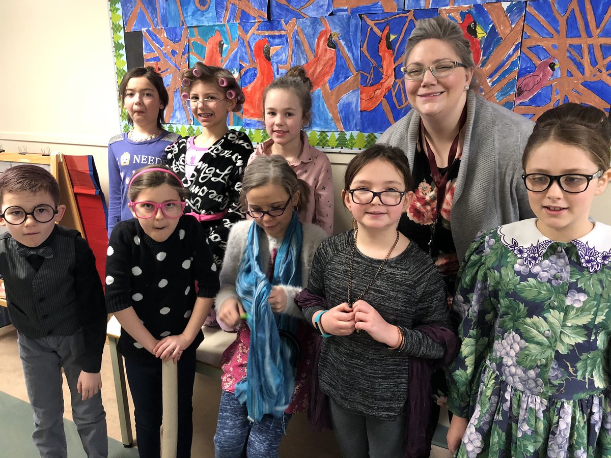 mmegraves's tweet photo. Having fun dressing up as 100 years old to celebrate 100 days of school! @MadameVC @EJSMSchool https://t.co/WZBsGJbSQS
