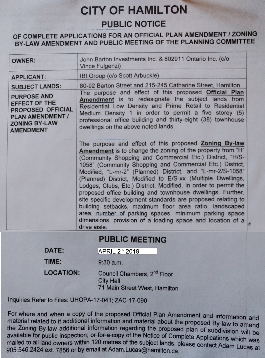 JBI_Inc's tweet photo. We have a date! Official Plan &amp; Zoning by-law Amendment public meeting will be Tuesday April 2nd 2019, 09:30 at City Hall. https://t.co/YF2ju1LXNA